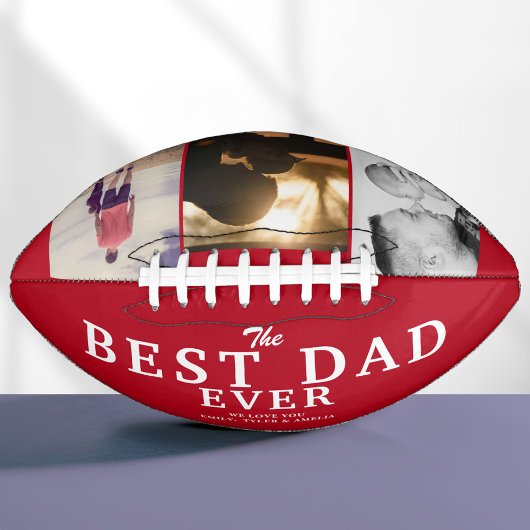 パパ最高のEver Red Father's Day 3 Photo Collage アメリカンフットボール