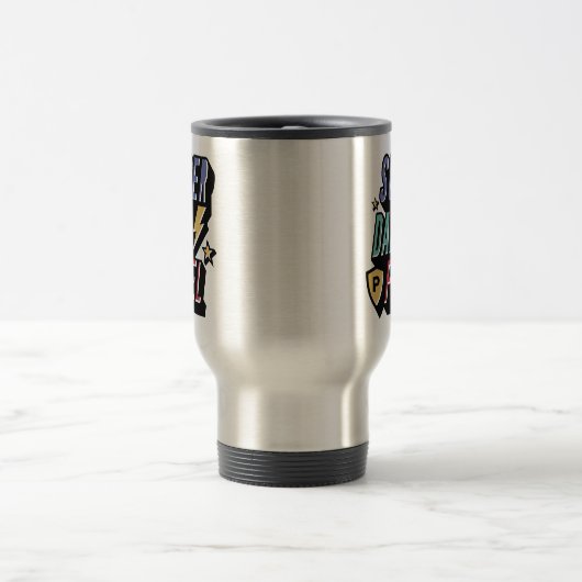 パパ燃料すごいスーパーヒーローおもしろい漫画モノグラカスタムム トラベルマグ (中央)