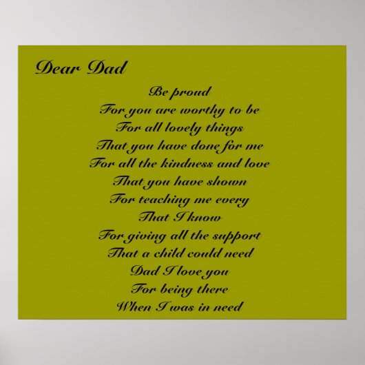 パパ父の日の献上品のための詩 ポスター (正面)