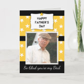 パパ父の日の黒と黄色の写真の挨拶 カード (正面)