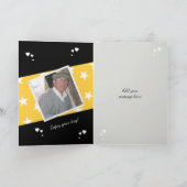 パパ父の日の黒と黄色の写真の挨拶 カード (内部)