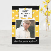パパ父の日の黒と黄色の写真の挨拶 カード (黄色い花)