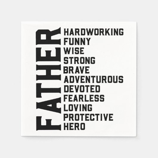 パパ父の日贈り物。パパ誕生日プレゼント。F スタンダードカクテルナプキン (正面)