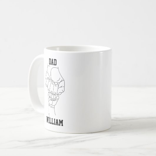 パパ父パーソナライズされた父パパと子供の名前のギフト コーヒーマグカップ (正面左)