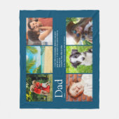 パパ父定義6フォトコラージブルー フリースブランケット (正面)