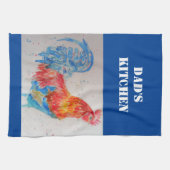 パパ父水彩赤い鶏のキッチンタオル キッチンタオル (横)