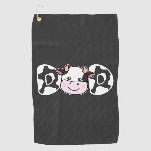 パパ牛プリント牛のパターン父の日 ゴルフタオル (正面)