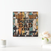 パパ狼の伝説、男の神話の強い、頑丈な動物ポー スクエア壁時計 (ホーム)