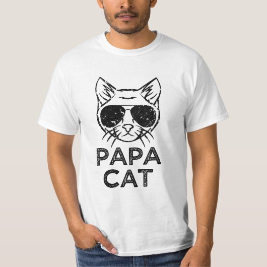 パパ猫のおもしろいなことわざの人の猫のTシャツ Tシャツ (正面)