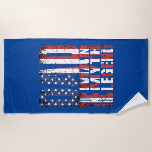 パパ男の神話アメリカの伝説の旗のギフト ビーチタオル (正面)