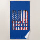 パパ男の神話アメリカの伝説の旗のギフト ビーチタオル (正面)