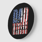 パパ男の神話アメリカの伝説の旗のギフト ラージ壁時計 (傾斜)