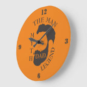 パパ男、神話、伝説の文字オレンジ ラージ壁時計 (傾斜)