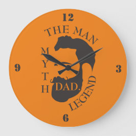 パパ男、神話、伝説の文字オレンジ ラージ壁時計