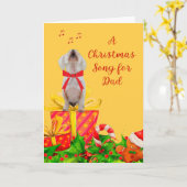 パパ白犬歌唱用クリスマスカード カード (黄色い花)