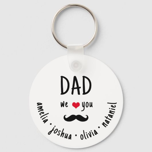 パパ私たちは口ひげ写真の父の日であなたを愛する キーホルダー (正面)