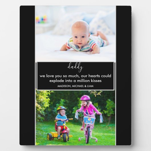 パパ私たちは愛あなた詩の黒と白カスタムの写真 フォトプラーク (正面)