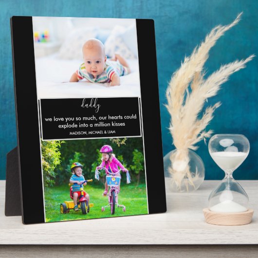 パパ私たちは愛あなた詩の黒と白カスタムの写真 フォトプラーク (側面)