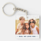 パパ私たちは愛する写真ハート青い父親日 キーホルダー (正面)