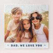 パパ私たちは愛する写真ハート青い父親日 ジグソーパズル (縦)