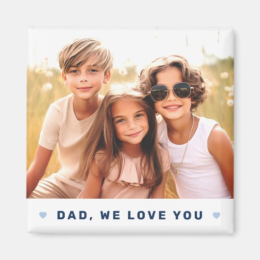 パパ私たちは愛する写真ハート青い父親日 マグネット (正面)