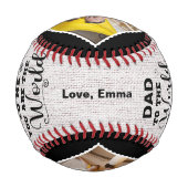 パパ私にあなたは世界カスタム4写真コラージュ 野球ボール (裏面)
