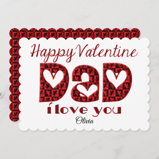 パパ私はあなたを愛するかわいいキューピッドタイポグラフィバレンタイン シーズンカード (正面/裏面)