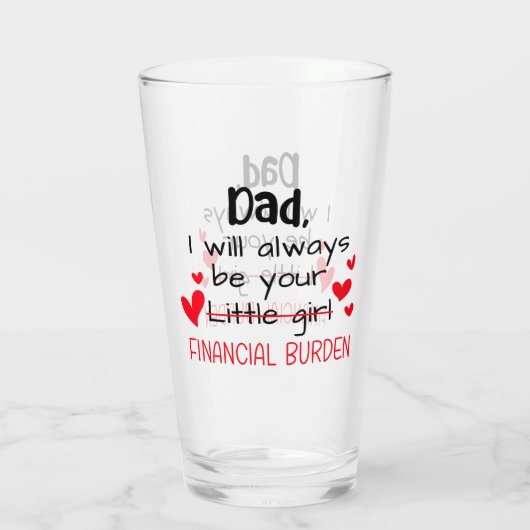 パパ私は常にあなたの小さな女の子、金融 タンブラーグラス (裏面)