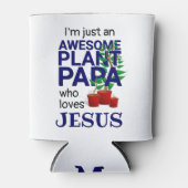 パパ素晴らしーがイエスを愛するモノグラム植物 缶クーラー (正面)