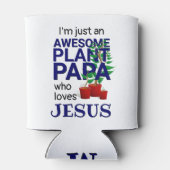 パパ素晴らしーがイエスを愛するモノグラム植物 缶クーラー (裏面)