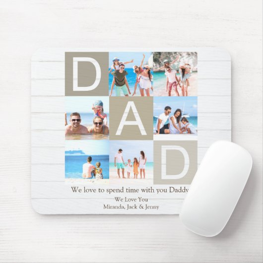 パパ素朴の木造デコールと家族の写真 マウスパッド (マウス)