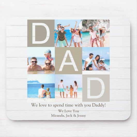 パパ素朴の木造デコールと家族の写真 マウスパッド (正面)