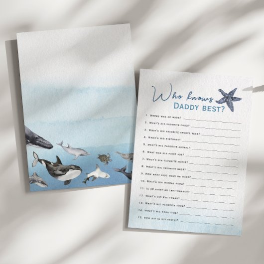 パパ素朴赤ちゃんシャワーゲームカードを知っている海 招待状