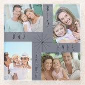 パパ編集可能4枚のフォトコラージュ ガラスコースター (正面)