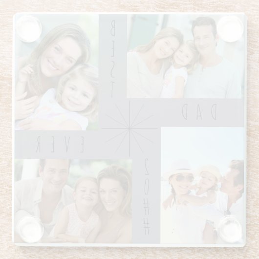 パパ編集可能4枚のフォトコラージュ ガラスコースター (裏面)