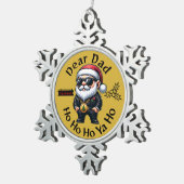 パパ親愛ホホホホホヤホ – ギャングのクリスマス金ゴールド スノーフレークピューターオーナメント (右)