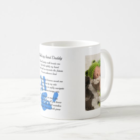 パパ詩と2枚の写真 – ハンドプリントを保持 コーヒーマグカップ (正面右)