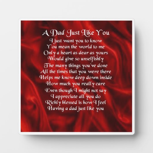 パパ詩プラーク – 赤シルクデザイン フォトプラーク (正面)