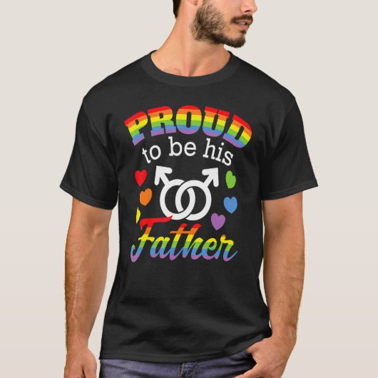 パパ誇りを持ったゲイソンレインボープライドフラグLGBTQ親 Tシャツ (正面)