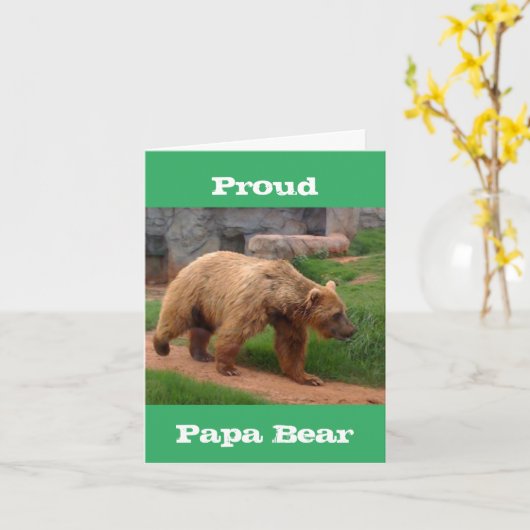 パパ誇りを持ったベア父の日のグリーティングカード カード (黄色い花)