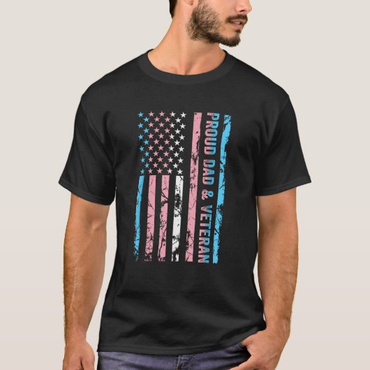 パパ誇りを持った退役軍人トランスジェンダーパパサポーター Tシャツ (正面)