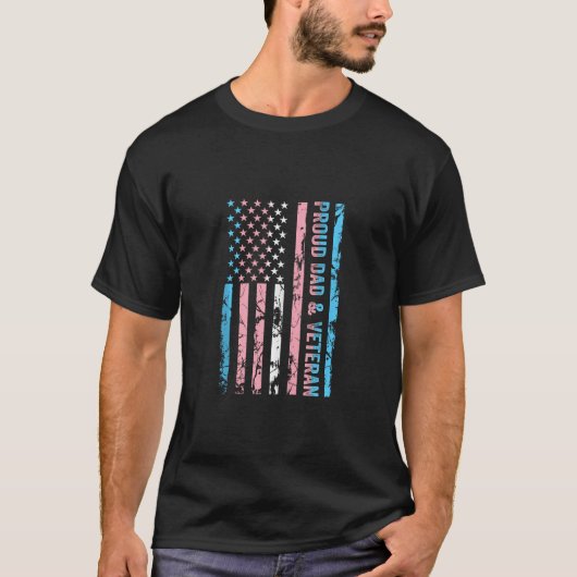 パパ誇りを持った退役軍人トランスジェンダーパパサポーターTa Tシャツ (正面)