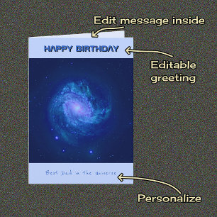 パパ誕生日カスタム文字スパイラル銀河系 カード
