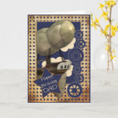 パパ誕生日カードスチームパンク飛行船 カード (黄色い花)