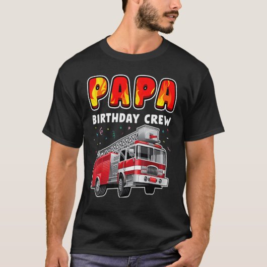 パパ誕生日クルーパーティー消防車ボーイキッズフィレフ Tシャツ (正面)