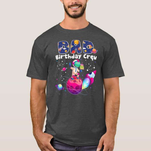 パパ誕生日クルー宇宙誕生日ファミリー Tシャツ (正面)