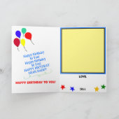 パパ誕生日ブルーカップケーキタワーキッズアートワーク カード (内部)