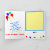 パパ誕生日ブルーカップケーキドロー書メッセージ カード (内部)