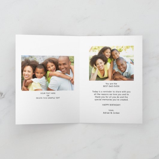 パパ誕生日12枚の写真を簡単最高のに カード (内部)
