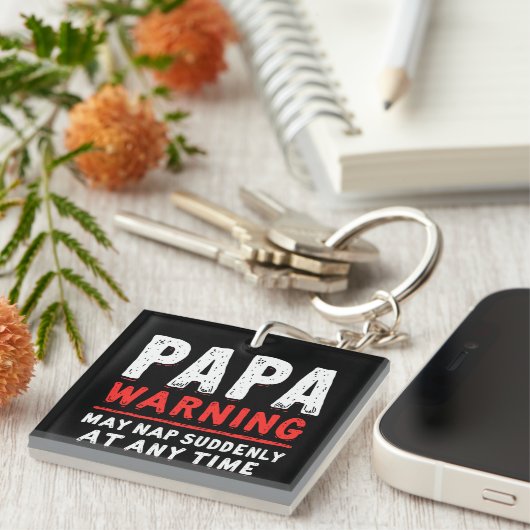 パパ警告ーの昼寝はいつおもしろいも キーホルダー (正面右)